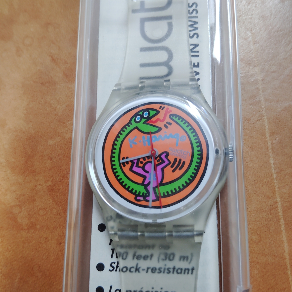 Swatch Vibrant Art Watch with Orange and Purple